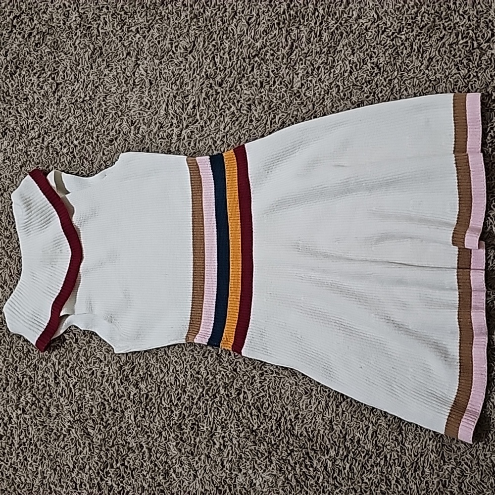 Anthropologie Maeve Sporty Sweater Dress Lambswool Cashmere Rainbow Large - Picture 7 of 8